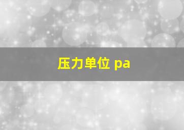 压力单位 pa